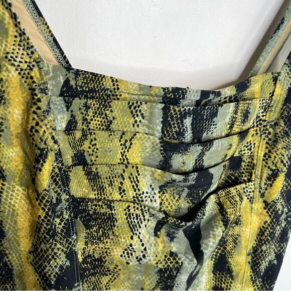 Vintage Shape FX Green Yellow Snake Built In Bra Slimming One Piece Swimsuit 14 - Picture 2 of 10